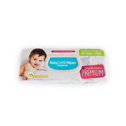 Toalla Húmeda Baby Care Wipes Premium C/TAPA 50 UN CAJA 10 PAQUETES