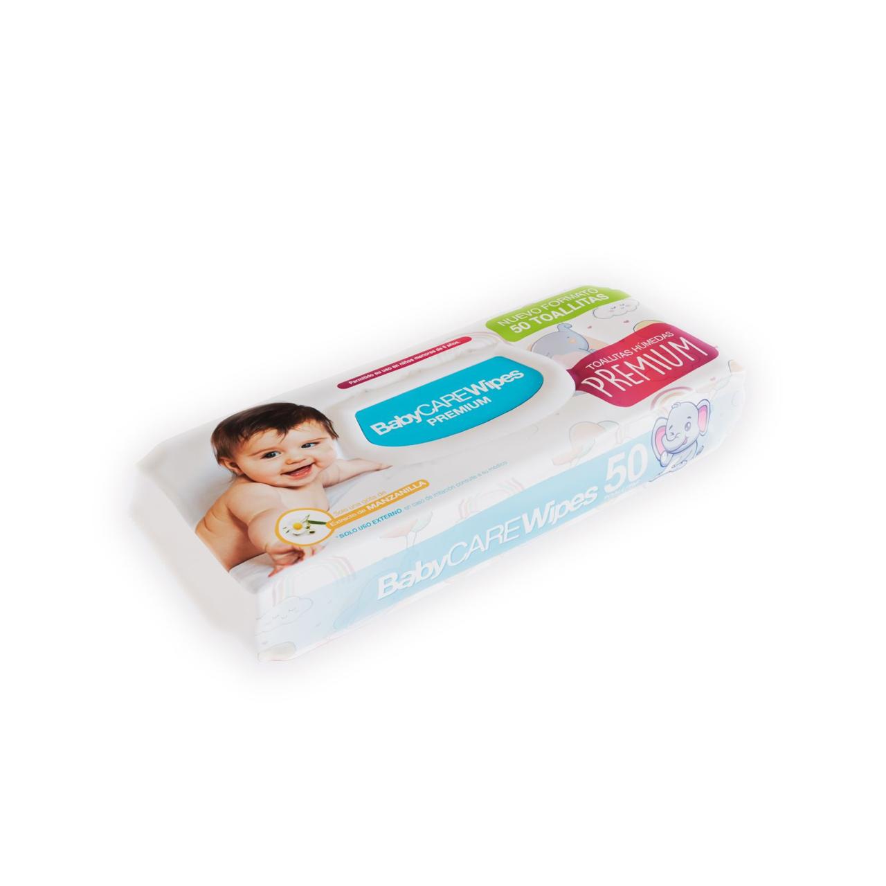 Toalla Húmeda Baby Care Wipes Premium C/TAPA 50 UN CAJA 10 PAQUETES